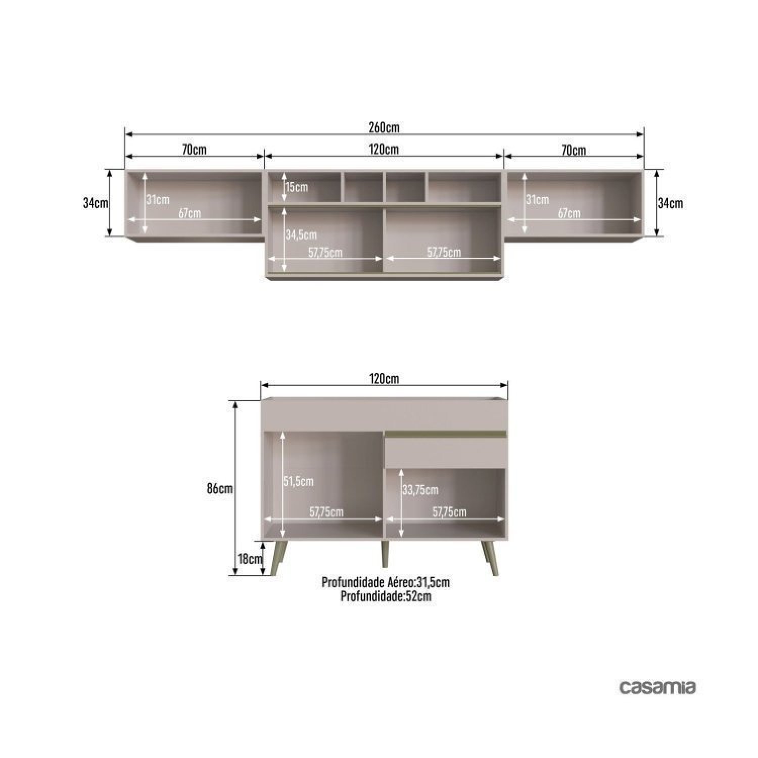 Cozinha Completa 4 Peças 6 Portas 1 Gaveta One Gralar - 3