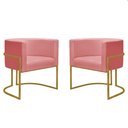 Ver imagem 3 de Kit 4 Poltronas Reforçada Decorativa Sala Nayara Base Ferro Dourado Suede Rose