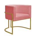 Ver imagem 6 de Kit 4 Poltronas Reforçada Decorativa Sala Nayara Base Ferro Dourado Suede Rose