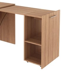 Mesa Articulável Retrátil para Escritório e Home Office com 2 Nichos Me4170 Tecnomobili Amêndoa - 5