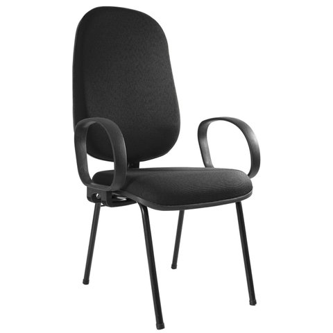 Cadeira Escritório Coletiva Auditório Hotel Base Palito com Braço Corsa Metal Preto