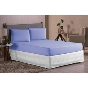 JOGO DE CAMA SONHOS QUEEN 3 PÇS - COR AZUL