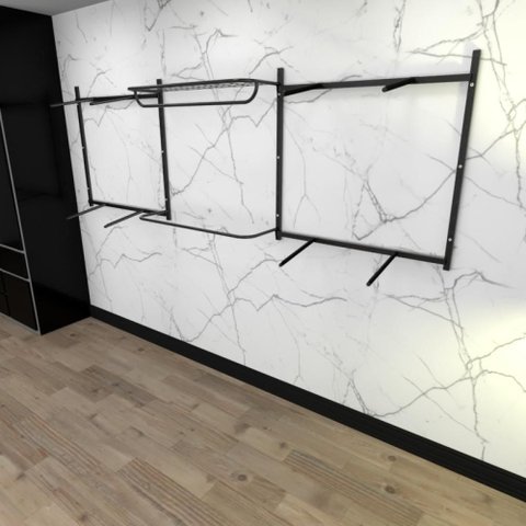 Arara de Roupas Closet Quarto com 18 Peças Regulável 300x100 Cm Cor Preto Modelo Clst1b385