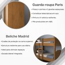 Ver imagem 6 de Kit de Quarto Beliche Madrid Vira 2 Camas + Guarda-Roupa Paris 4 Portas 2 Gavetas - Amêndoa Cedro
