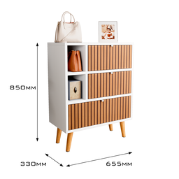 Sapateira Classic com 2 Portas 1 Gaveta 2 Nichos e Pés Palitos - Jm3 Móveis:branco/ripado - 4