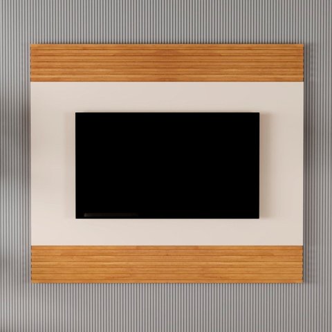 Painel para TV Sevilha Ripado até 65 pol. 160 cm Naturalle/Off White - Mavaular