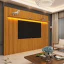 Ver imagem 1 de Painel Ripado para TV até 90 Polegadas 100% MDF com LED 228,8CMX217CM Nobre Marrom