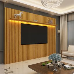 Painel para TV até 85 Polegadas Ripado com LED 230cm 100% MDF Nobre - 1