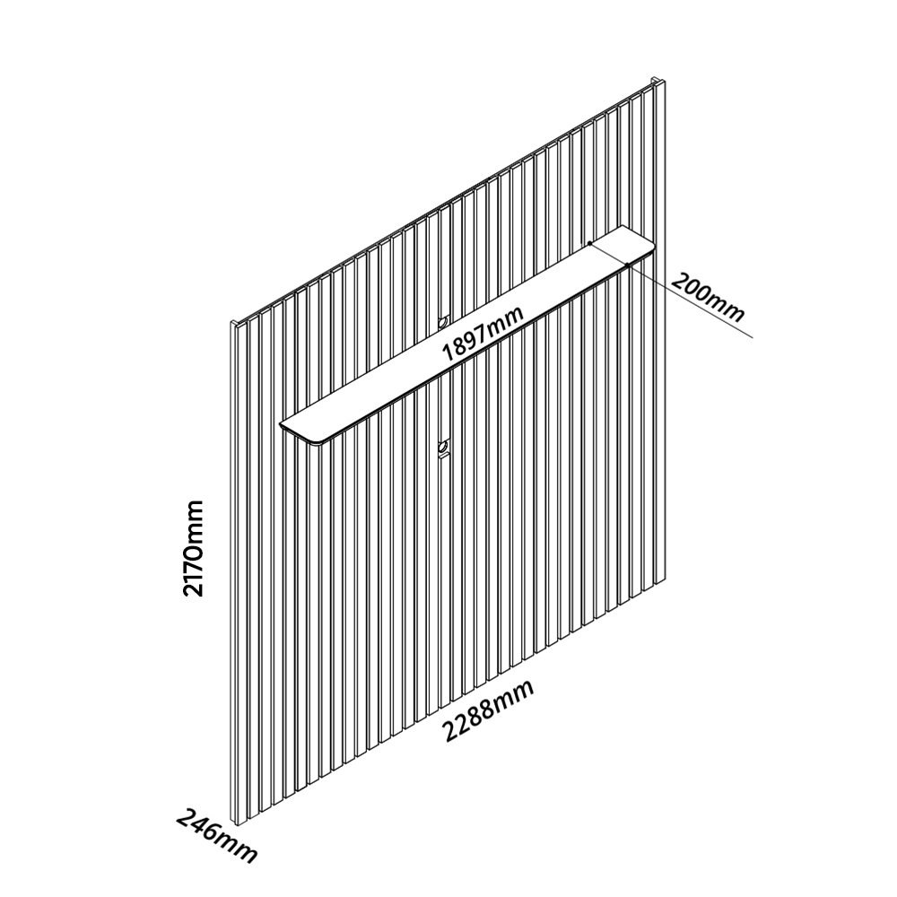 Painel Ripado para TV até 85 Polegadas 1 Prateleira com LED Nobre Clean - 9