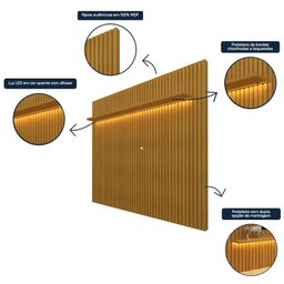 Painel para TV até 90 Polegadas Ripado com LED 230cm 100% MDF Nobre - 10