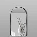 Ver imagem 1 de Espelho Decorativo Oval Janela Base Reta com Moldura Metal Preto 100 X 50 Cm