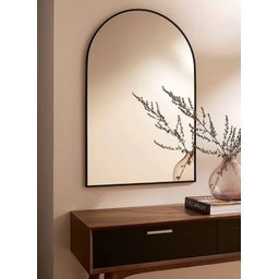 Espelho Decorativo Oval Janela Base Reta com Moldura Metal Preto 100 X 50 Cm - 3 Espelho Decorativo Oval Janela Base Reta com Moldura Metal Preto 100 X 50 Cm - 3