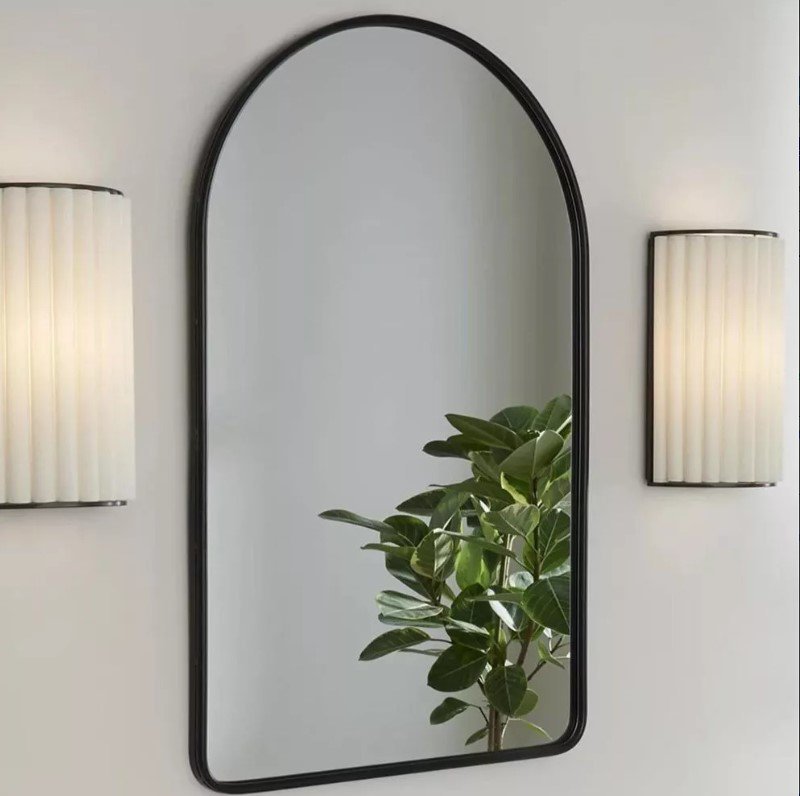 Espelho Decorativo Oval Janela Base Reta com Moldura Metal Preto 100 X 50 Cm - 2