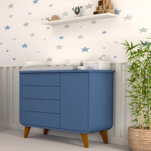 Cômoda Infantil E-Galaxy 4 Gavetas 1 Porta Espresso Móveis
