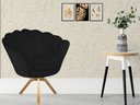 Ver imagem 4 de Kit 2 Poltronas Decorativa Pétala Base Giratória Madeira Couro Preto Ms Decor