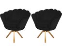 Ver imagem 1 de Kit 2 Poltronas Decorativa Pétala Base Giratória Madeira Couro Preto Ms Decor