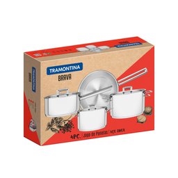Jogo de Panelas Tramontina Brava em Aço Inox Fundo Triplo com Tampa Plana 4 Peças Tramontina - 9