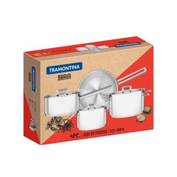 Jogo de Panelas Tramontina Brava em Aço Inox Fundo Triplo com Tampa Plana 4 Peças Tramontina - 4