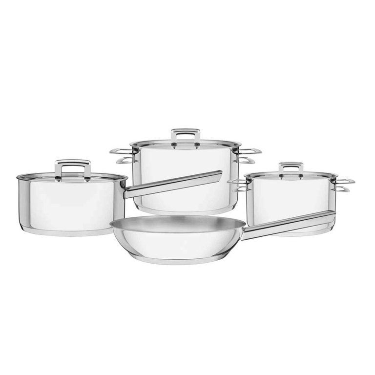 Jogo de Panelas Tramontina Brava em Aço Inox Fundo Triplo com Tampa Plana 4 Peças Tramontina Jogo de Panelas Tramontina Brava em Aço Inox Fundo Triplo com Tampa Plana 4 Peças Tramontina