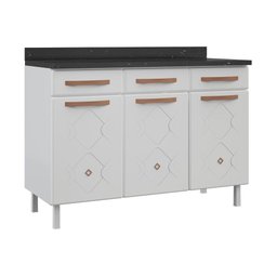 Balcão de Cozinha de Aço Triplo com Tampo Regina Multimóveis CR6125 Branco - 1