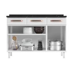 Balcão de Cozinha de Aço Triplo com Tampo Regina Multimóveis CR6125 Branco - 3