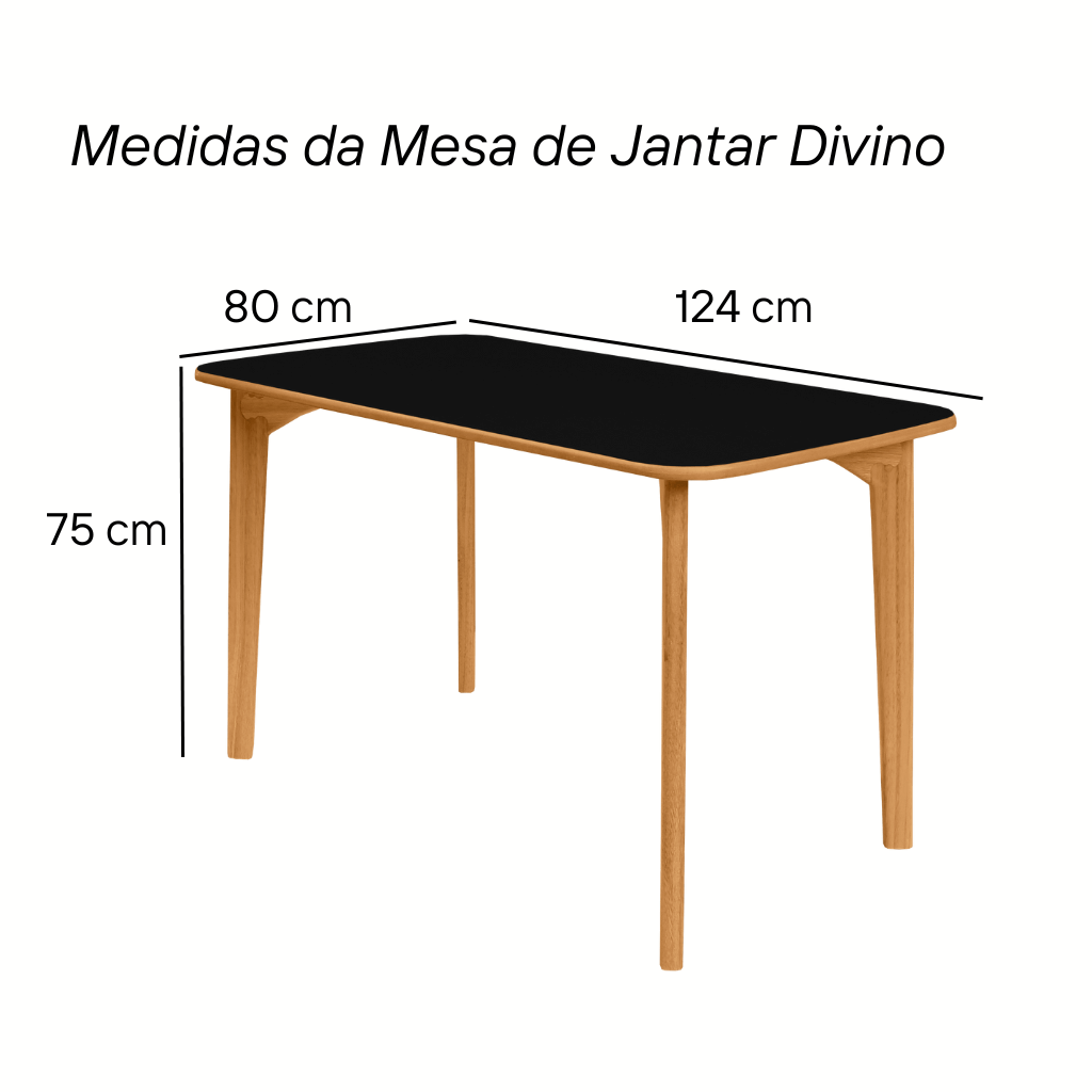 Conjunto Mesa de Jantar com 4 Cadeiras Divino Preto - 9