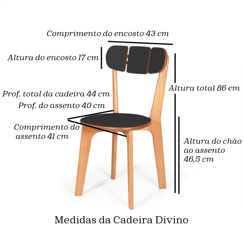 Conjunto Mesa de Jantar com 4 Cadeiras Divino Preto - 4