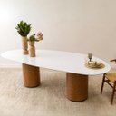 Ver imagem 2 de Mesa Jantar Orgânica Aylin 190x110cm Laca Branco- Duo Cone Freijó