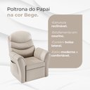 Ver imagem 2 de Poltrona Retrátil Decorativa Reclinável para Sala e Descanso Courino Bege