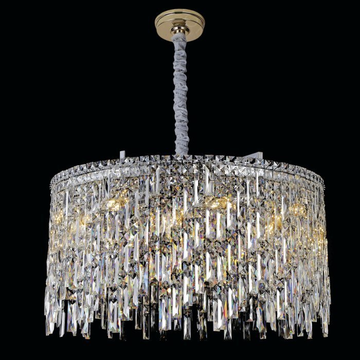 Lustre Pendente Cristal Bivolt Ø45x78cm Metal Dourado 20xe14 - Sindora Iluminação Dcd00295 - 1
