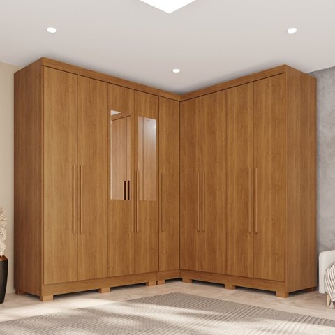 Guarda-Roupa de Canto Modulado com Pés e Espelho 9 Portas 4 Gavetas França