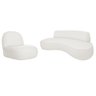 Sofá Curvo 130cm 2 Lugares e 1 Poltrona Orgânico Escritório Recepção Sala Amsterdã Bouclé Branco - a - 1