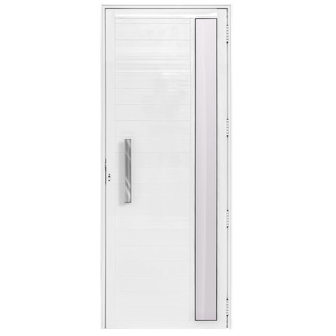 Porta de Giro Alumínio Branco Lambril C/visor Lateral Px 40cm Maxx