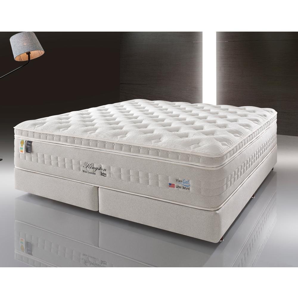 Cama Box Queen Branco + Colchão Molas Ensacadas Látex Visco Gel Kingston 158x198x68cm - 2