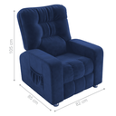 Ver imagem 2 de Poltrona Reclinável Lyon Veludo Azul 82x140cm com Sistema Zero Wall para Quarto