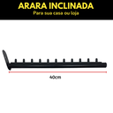 Ver mais imagens de 3 Araras Cabideiro 80cm Loja Closet Fixo de Parede + 3 Suportes Rt Inclinado 40cm para Roupas Preto