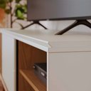Ver imagem 6 de Rack Bancada Pés Madeira Nuro 160cm Porta Deslizante Mdf/mdp Tv até 60 Off White/freijó G73 - Gran B
