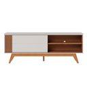 Ver imagem 2 de Rack Bancada Pés Madeira Nuro 160cm Porta Deslizante Mdf/mdp Tv até 60 Off White/freijó G73 - Gran B