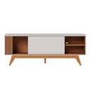 Ver mais imagens de Rack Bancada Pés Madeira Nuro 160cm Porta Deslizante Mdf/mdp Tv até 60 Off White/freijó G73 - Gran B
