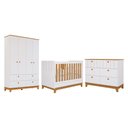 Ver imagem 1 de Dormitório Infantil Biscoito Guarda Roupa, Cômoda e Berço Branco/nature - Permóbili Baby