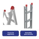 Ver imagem 4 de Escada Extensiva 3 em 1 Aço 6x10 Degraus 3m 120kg + Kit Suporte - Nv202p