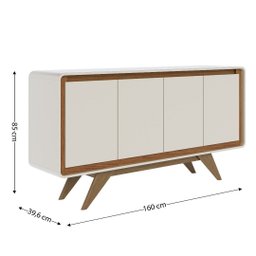 Buffet Aparador 4 Portas Channel - Off White com Nature - 5