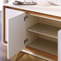 Buffet Aparador 4 Portas Channel - Off White com Nature - 3