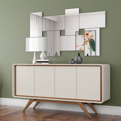 Buffet Aparador 4 Portas Channel - Off White com Nature