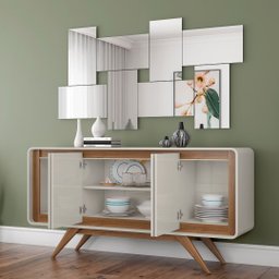 Buffet Aparador 4 Portas Channel - Off White com Nature - 2