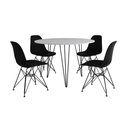 Ver imagem 6 de Mesa De Jantar Redonda 90Cm Branca Clips 3 Pés Com 4 Cadeiras Pretas Ferro Preto Cor: Branco