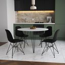 Ver imagem 1 de Mesa De Jantar Redonda 90Cm Branca Clips 3 Pés Com 4 Cadeiras Pretas Ferro Preto Cor: Branco