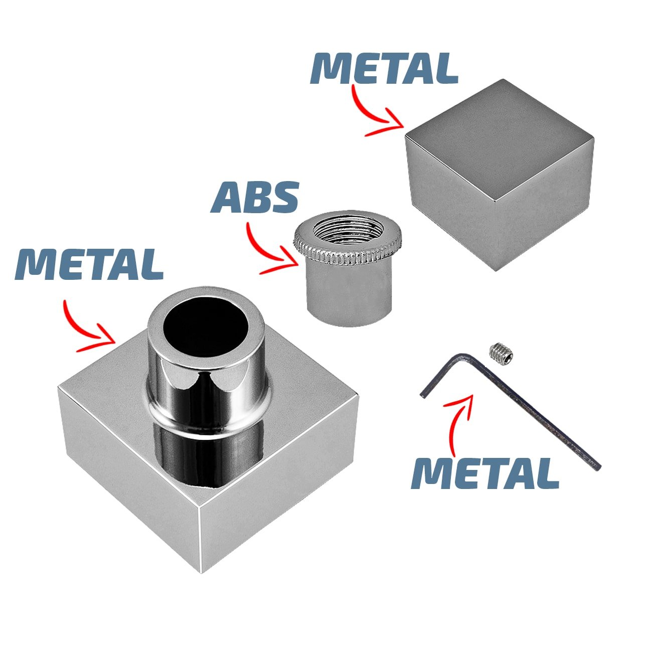 Acabamento Quadrado em Metal Cromado 1/2 e 3/4 Fabrimar - 5