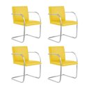 Ver imagem 1 de Kit 4 Cadeiras Brno para Escritório Couro Sintético Amarelo Tubular Cromada