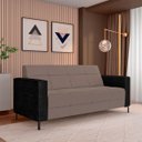 Ver imagem 2 de Sofá Living Decorativo Houston 2 Lugares 180cm Pés em Metal Veludo/ Pu Castor/ Preto G33 - Gran Belo